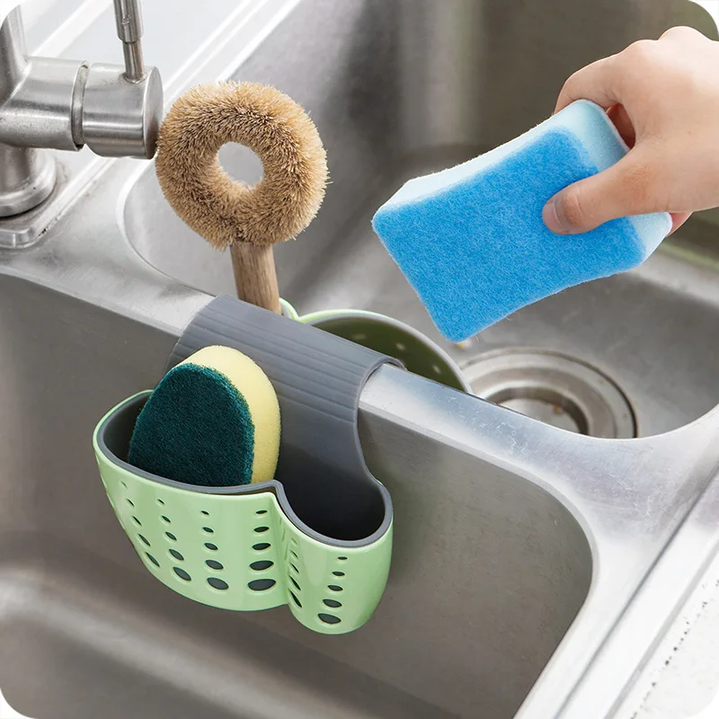 

High Quality Portable Silicone Cup Sink Double Layer Sponge Hanging Rack Storage Holders for Kitchen Bathroom