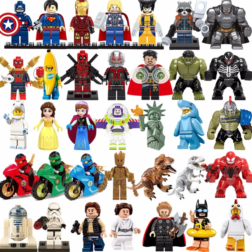 

Avengers4 Endgame Captain Marvel Hulk Thanos Venom War Machine Spiderman Figures Legoing Building Blocks buzz lightyear Toy gift
