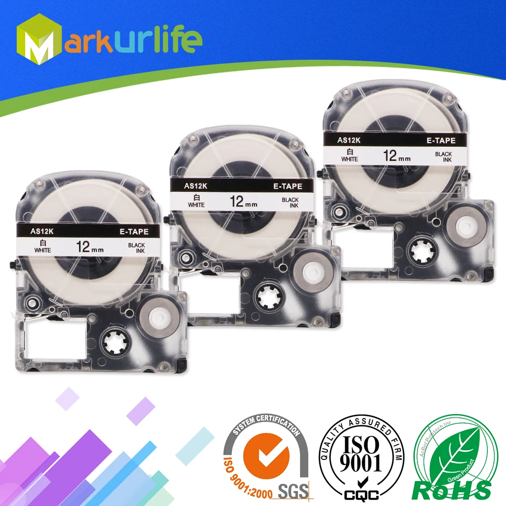 Кассетная лента Markurlife3 шт./партия совместимая с принтером EPSON LW 300 400 600P 700 (12 мм x 8 м