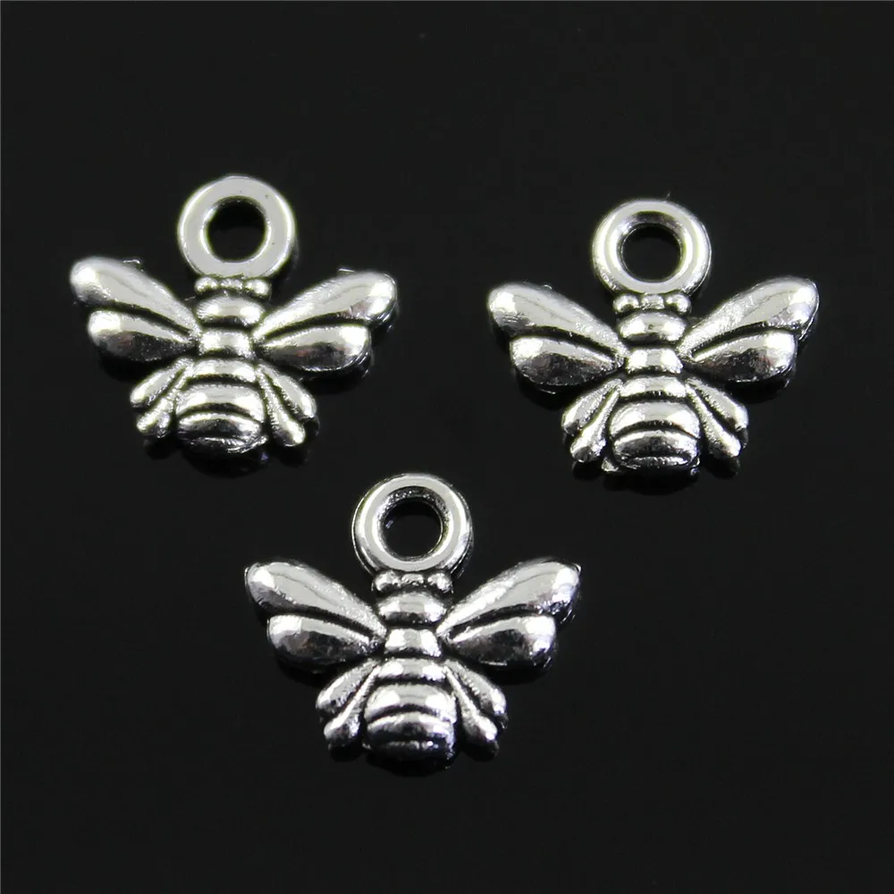 

Charms Bee Antique Silver Color Alloy Diy Jewelry Making Accessories 10x11mm 50pcs/lot
