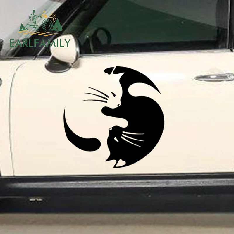 EARLFAMILY 2x Pet Cat Kitten Animal Lovers Love Kiss Yin and Yang Tai Chi автомобильные наклейки Виниловая