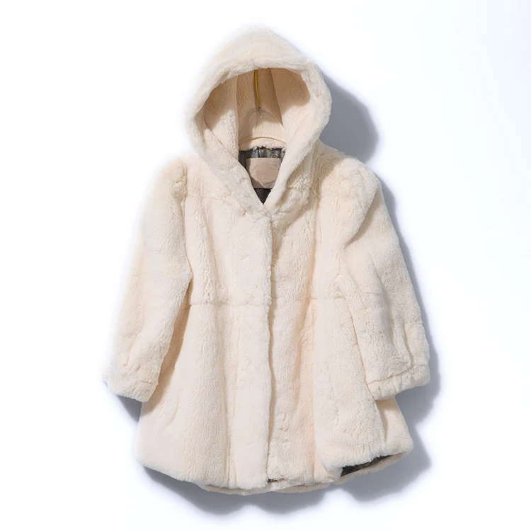 

Rex Rabbit Fur Grass Whole Skin Coat Short Rack 2018 New Winter lovely Hat Cap Fur / ladies real rabbit fur coat