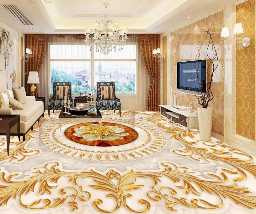 

Custom 3d bathroom floor abstract pattern 3d floor murals waterproof self adhesive plastic flooring roll