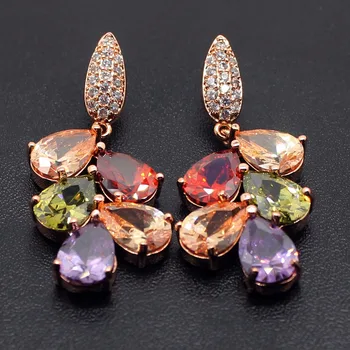 

HERMOSA Jewelry FASHION Colorful Garnet Peridot DELICATE GIFT Plated rose gold Earrings HEG0002A