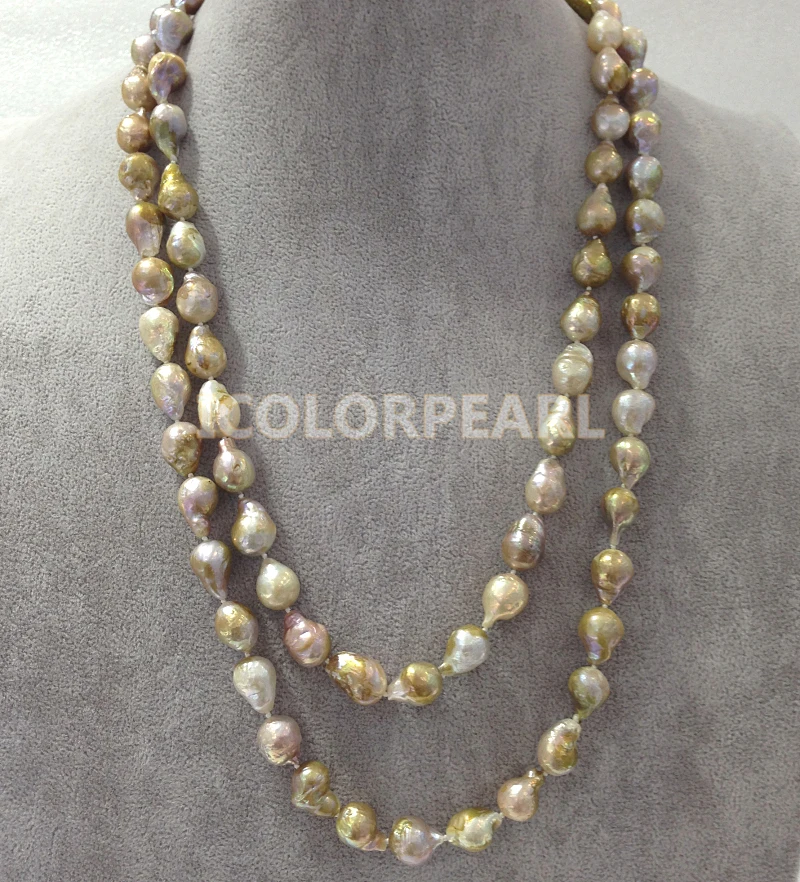 WEICOLOR Popular 125 cm de largo 10-12mm de gota de agua/Irregular Natural perla de agua dulce joyería collar. - 2
