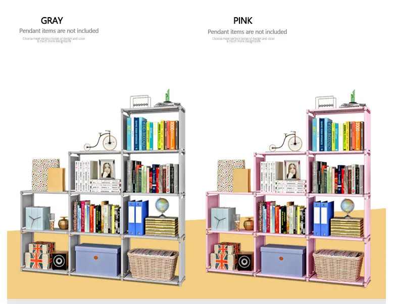 Multi-layer Simple Bookshelf Non-woven fabric organizer storage cabinet Assembly wall shelf bookcase home living room Furniture