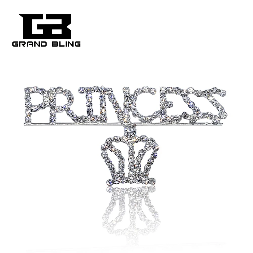 

Shining Beautiful Silver Clear Rhinestone "PRINCESS" Brooch Pin