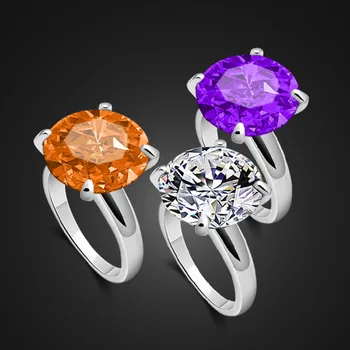 

Punk retro silver jewelry 3ct CZ white zircon crystal 925 sterling silver ring high quality woman ring 5 # -11 # wedding jewelry