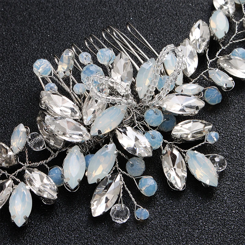 Miallo Blue Opal Crystal Bridal Hair Combs Clips Wedding Hair Accessories Jewelry Fashion Headpiece hair comb,jewelry accessories,hair accessory,hair clip,hair headdress,bridal headwear