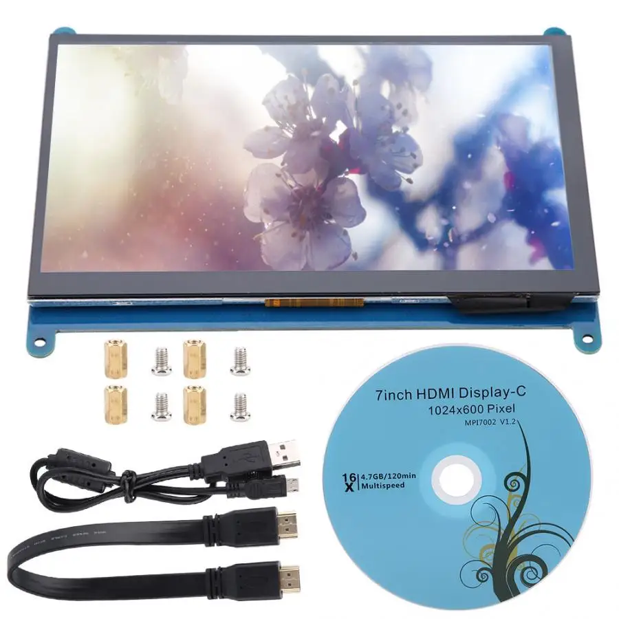 7 дюймовый Полноэкранный сенсорный ЖК дисплей IPS для Raspberry Pi 1024*600 HD HDMI емкостный