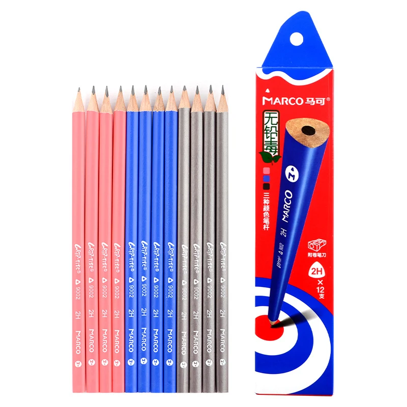 Marco 9002 Non-toxic colorful Triangle High Quality Standard Pencils 2H/2B/HB Professional School Stationery Office Supplies images - 6