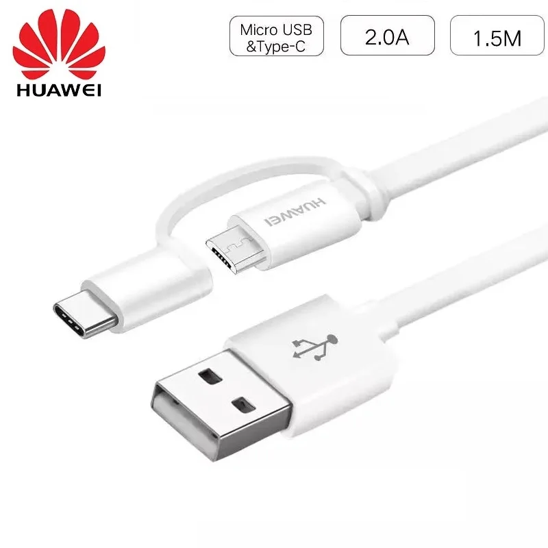 

Huawei Original Micro USB Typc C Cable 2 in 1 Fast Charger 2A 1.5M Type-C Charge Cable Honor 8 9 V9 P7 P8 P9 P10 nova3 4