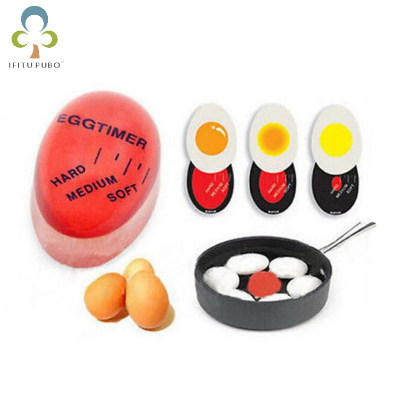 

1pcs Egg Perfect Color Changing Timer Yummy Soft Hard Boiled Eggs Cooking Kitchen Eco-Friendly Resin Eggs Timer Red WYQ