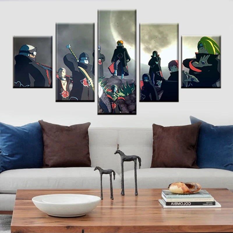 

Print Canvas Picture 5 Pieces Mural Art Modular Animation Naruto Classic HD Poster Painting Boy Room Decorative Wall Painting