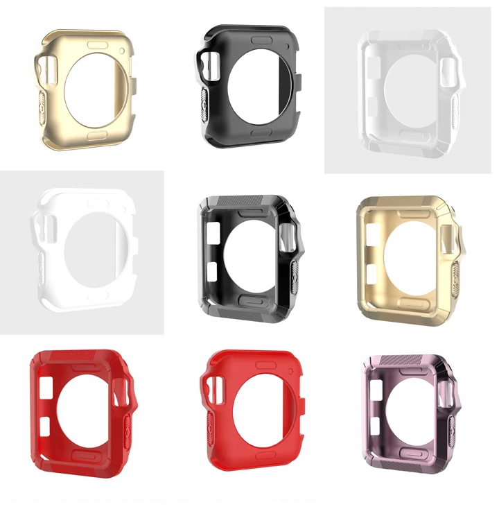 

2018 real Fall resistance Soft Silicone Case For Apple Watch iWatch Series 123 Cover Full Protection 42mm 38mm strap band strap
