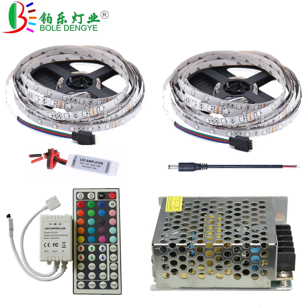 Светодиодная лента RGB 5 м 10 15 20 + источник питания 12 В светодиодный контроллер SMD 2835