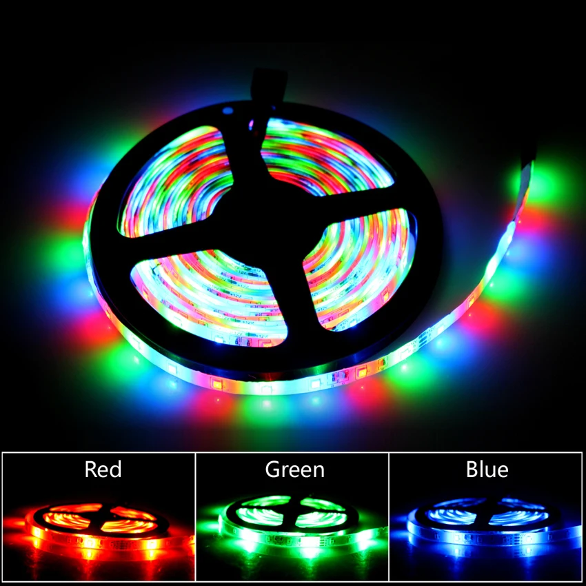 Светодиодная лента 2835 12 В smd rgb 5 м с 3key контроллером и Dc 2A адаптером питания