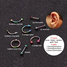 Feelgood 1 шт. 16 г нержавеющей Стальные Шпильки для пирсинга ювелирные изделия бровей губная серьга носовая перегородка кольцо спиральный для хряща Tragus Daith серьги