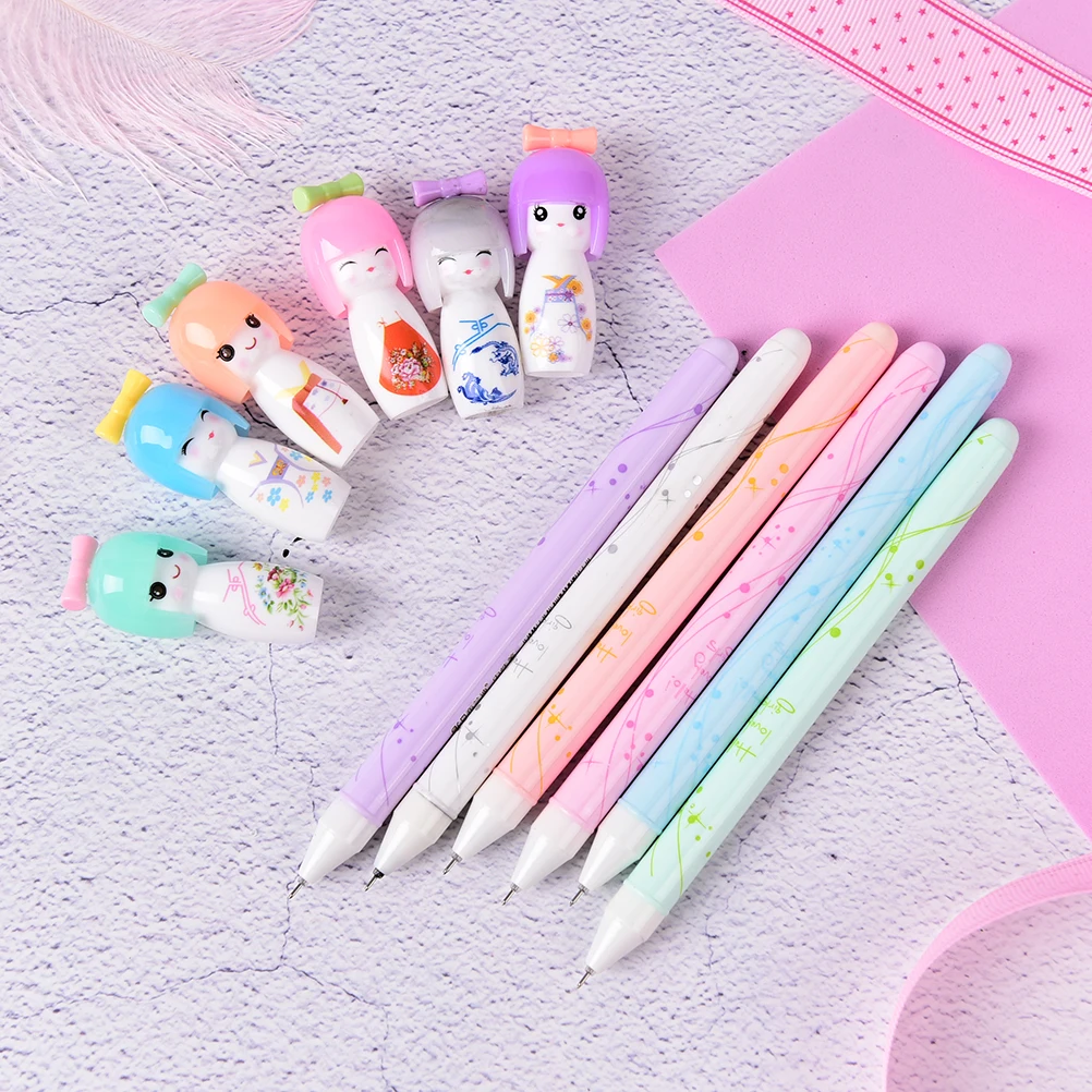 

1PC Cute Lovely Japanese Girl Doll Gel Pen Signing Pen Writing Tool School Office Supply Student Stationery