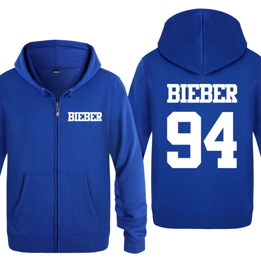 Justin Bieber 94 Rock Hip Hop Music Sweatshirts Men 2018 Mens Zipper Hooded Fleece Hoodies Cardigans