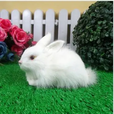 

WYZHY Simulation Bunny White Rabbit Featured High-end Rabbit Fur Children's Birthday Gifts Craft Gifts 15CMx9CMx8CM