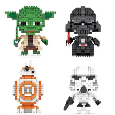

LNO Blocks American Anime Yoda Darth Vader Action Figures DIY Model Building Bricks Stormtrooper 3D Micro Toys For Boys Kids 118