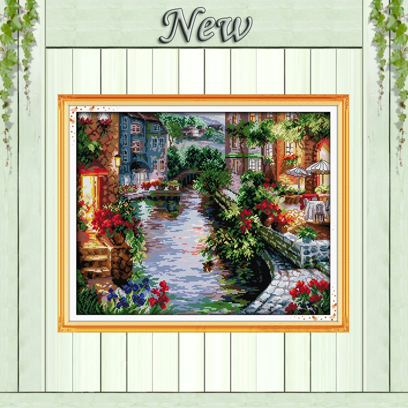 

The lakeside houses Europe Scenery 11CT counted pattern printed on canvas DMC 14CT Cross Stitch kits needlework embroidery Sets
