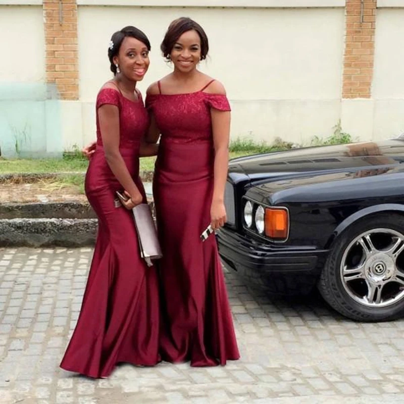 2017 Длинные Бургундия Платья Невесты Русалка С Плеча Арабский Дубай Кружевной Топ