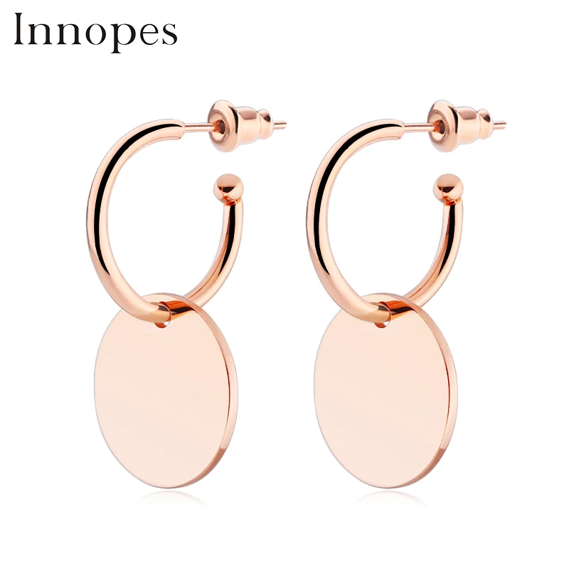 

Innopes 2019 Fashion rose gold statement Big geometric circle dangle earrings drop earing for woman modern jewelry