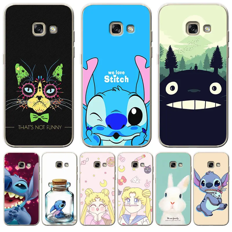 

Luxury For Samsung Galaxy A9 A8 A7 A6 A5 A3 2016 2017 2018 Case Cover Funda Coque Etui Sailor Moon Stitch Totoro cartoon cute
