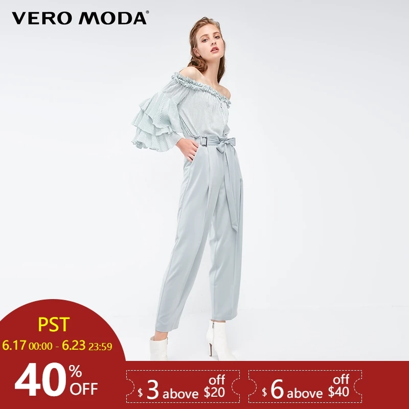 

Vero Moda Women's Fall Loose Fit Tie-up Cropped Pants|318350506