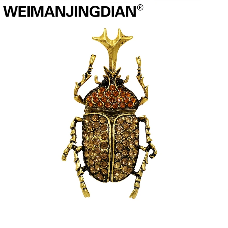 

WEIMANJINGDIAN New Arrival Antique Gold Color Beetle Insect Brooch Pins for Women's Fashion Clothing Accessories Jewelry