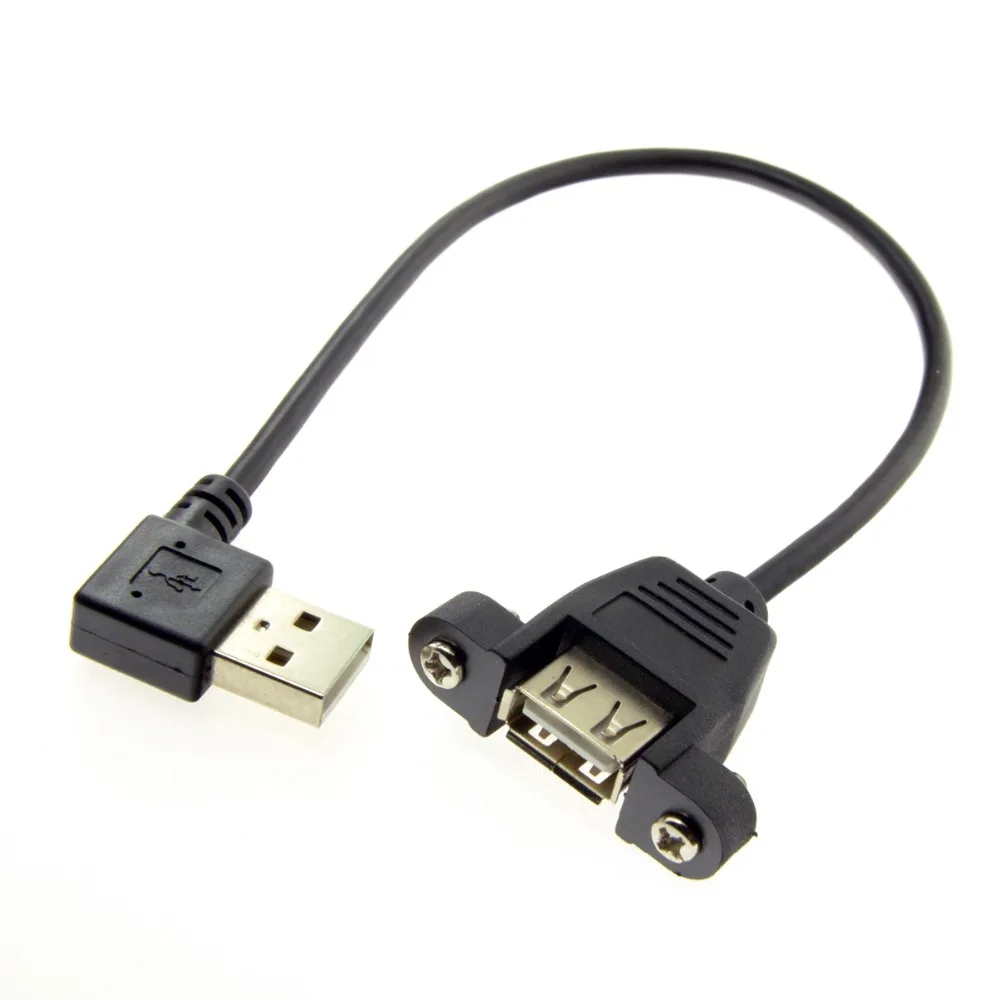 Прямой угол 90 градусов USB2.0 мужчина к женскому удлинителю mini USB 2,0 кабель 25 см с отверстием для крепления в панель