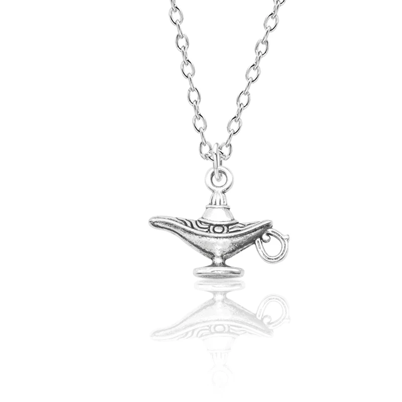 Fashion creative Aladdin magic lamp metal necklace personality ancient silver ladies jewelry simple student daily jewelry Gift