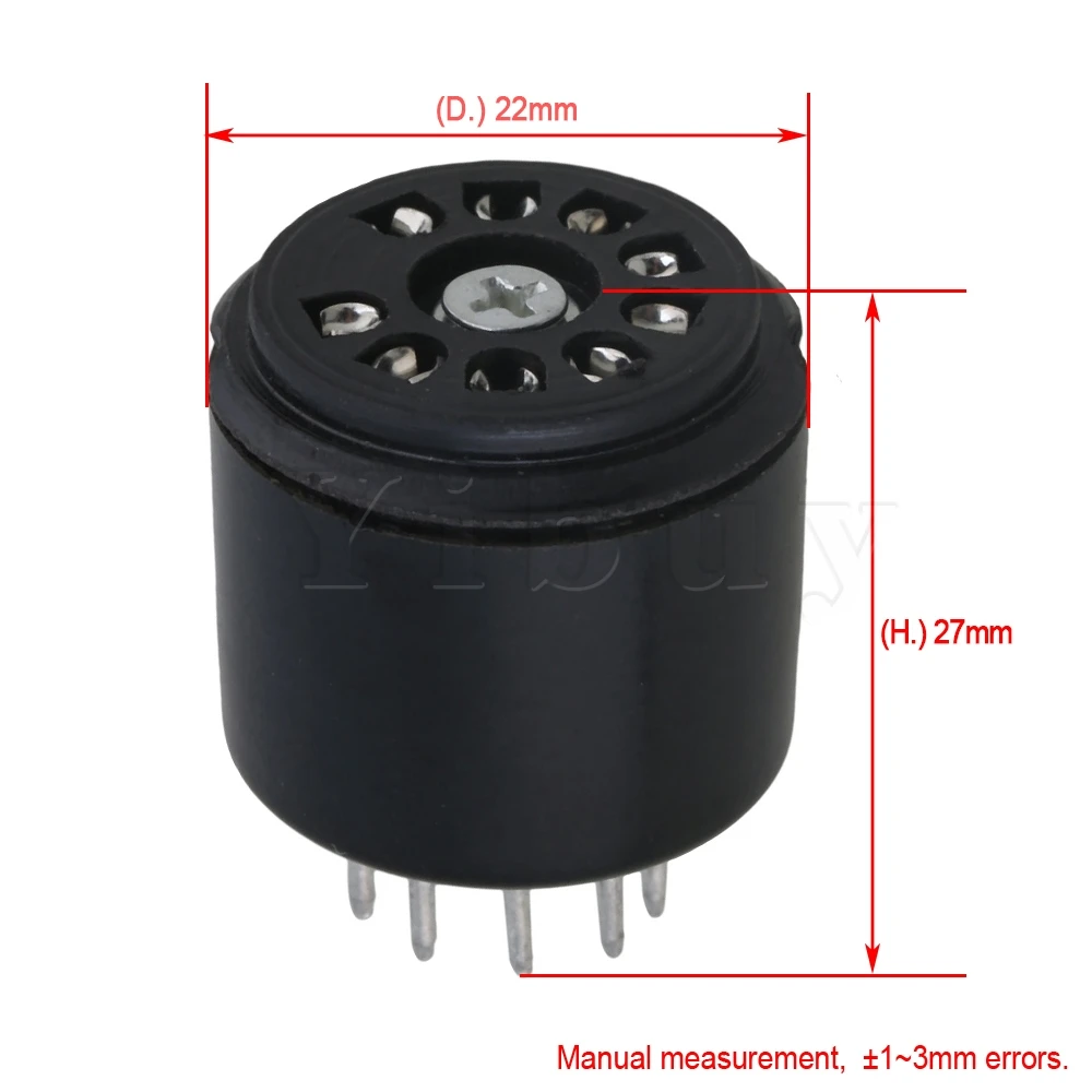 Yibuy 2.7 × 2.27 センチ黒ベークライト真空管ソケット 9 ピン