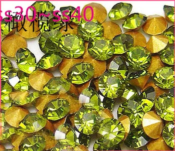 

Olivine~Size 288pcs/pack SS30~SS40 Round Crystal loose pointback rhinestone,Glass glue on nail art rhinestones