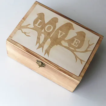 

LOVE birds Wedding Guest Book, Custom love Wedding Box, Personalized Wooden Keepsake Box, Memorable Anniversary Birthday gift,
