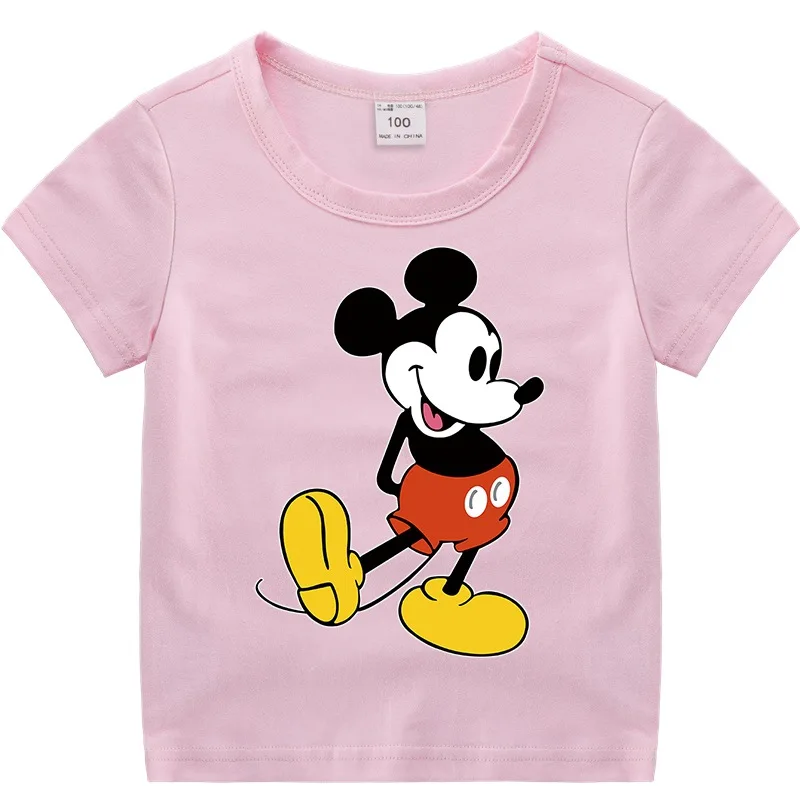 

Disney Mickey Mouse Boy Girl T-Shirt Cotton O-Neck Cartoon Short Sleeve Summer Round Neck T-Shirt