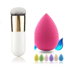 2 шт. набор для макияжа, плоская пудра, кисти для макияжа, BB крем, контурная кисть, основа, макияж, губка, косметический спонж, инструменты для красоты, случайные
