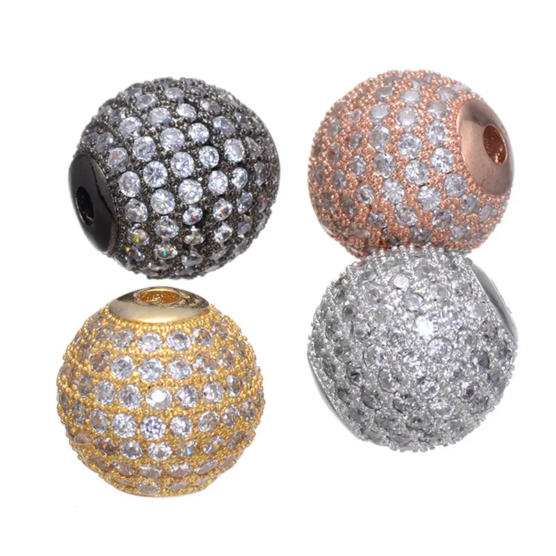 Латунные искусственные бусины 12 мм микрозакрепка кубический цирконий круглые 5