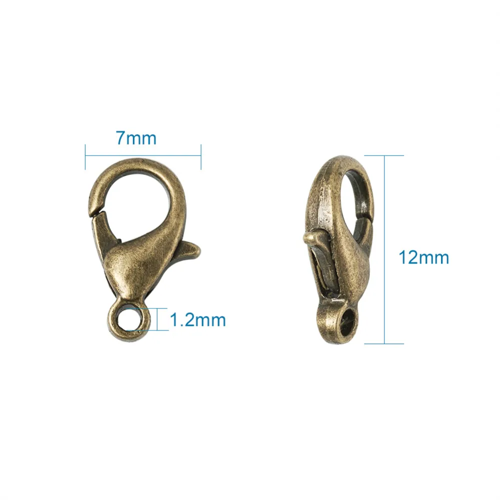 1 коробка 1 20 шт 6 цветов цинковый сплав застежки для лобстера, без никеля, смешанные цвета, 12x7 мм, отверстие: 1,2 мм; около 20 шт./отсек