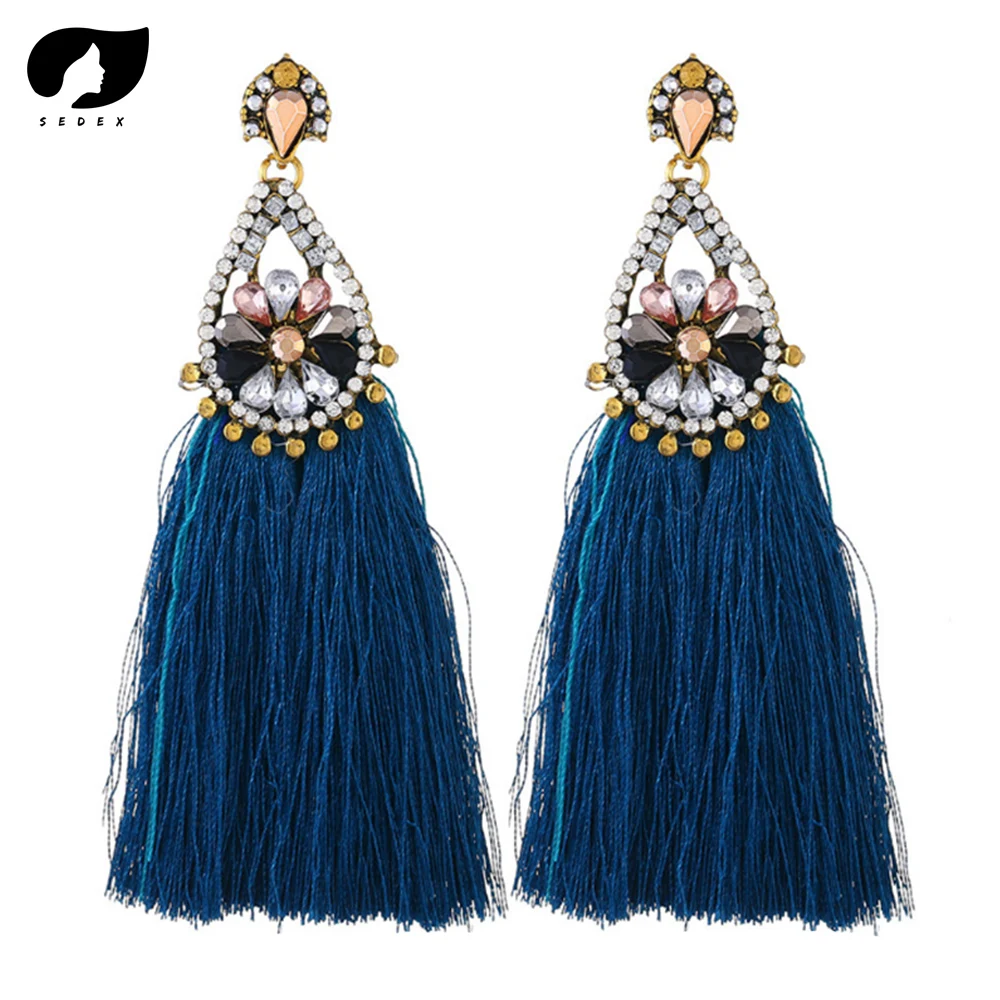 

SEDEXT Tassels Dangle Earrings Women Accessories Cotton Handmade Fringed Earrings Ethnic Jewelry Trendy Style