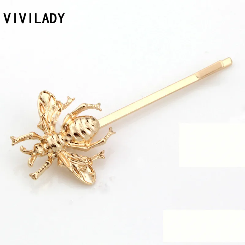 

VIVILADY Trendy European Brand Popular Bee Barrettes Hairwear Equisited Samll Gold Color Alloy Party Major Jewelry Headdress