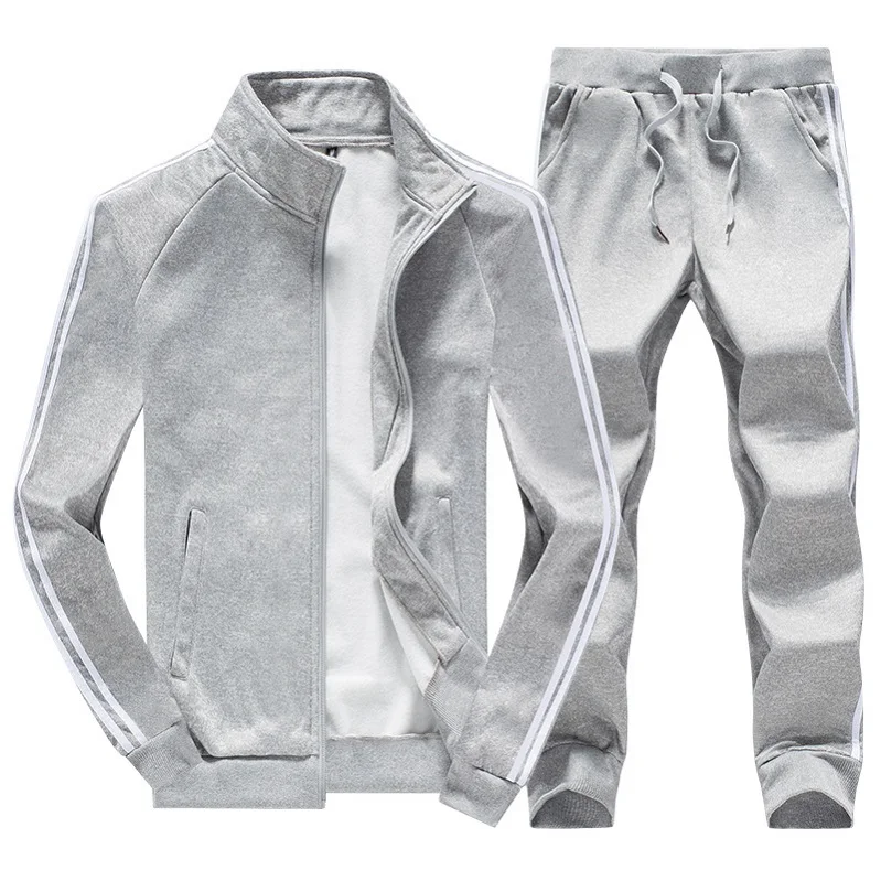 EM145 Grey Asali, мужская спортивная одежда в полоску, осень, повседневный комплект, мужская куртка на молнии+ штаны, комплекты из 2 предметов, мужская спортивная одежда, спортивный костюм, мужская верхняя одежда - Цвет: EM145 Grey