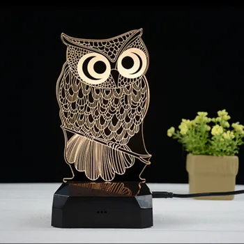 

3D Night light Creative led table Acylic jellyfish cartoon luminous night light gift owl type creative lamp lighting