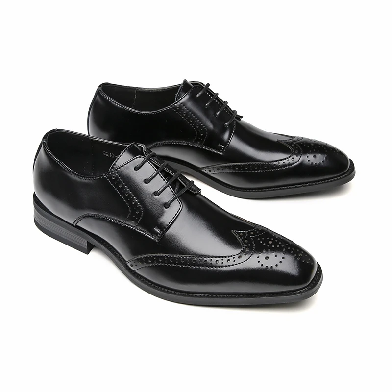 Мужские туфли броги Misalwa черные бордовые ручной работы из натуральной кожи под