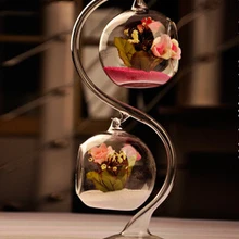 Подвесная стеклянная ваза для цветов Хрустальный гидропонный контейнер свадебное оформление отеля 2 x выдувная стеклянная ваза для шариков+ 1 x держатель для стекла