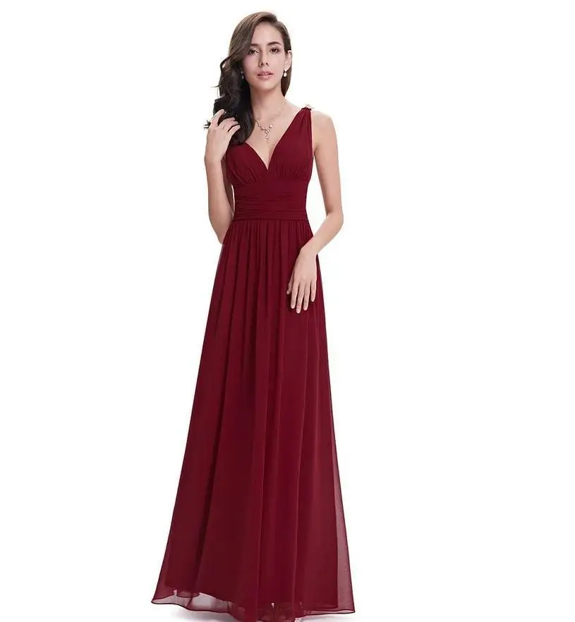 Vivian's Bridal 2018 однотонное длинное платье подружки невесты с v образным вырезом без