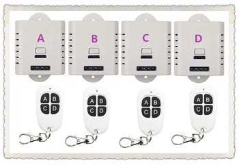 

AC220V 110V 240V 1ch wireless RF Remote control switch system teleswitch 4 transmitter and 4 receiver ,315/433 MHZ #GIS