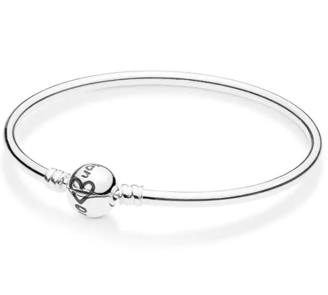 

Original 925 Sterling Silver Pan Bracelet Moments Black Heart On Mother's Day Bangle Fit Women Bead Charm Diy Jewelry